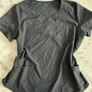 Women's Black V-Neck Scrub Top